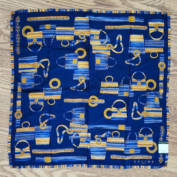 NWT - Vintage CELINE PARIS Large Collection Scarf Handkerchief Cotton Authentic - Picture 1 of 4